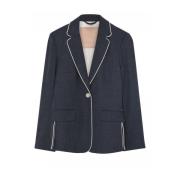 Gustav Klassisk Blazer med Piping Detaljer Blue, Dam