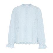 Saint Tropez Blå Chambray Blus med Knäppning Blue, Dam