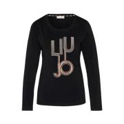 Liu Jo Avslappnad Bomull T-shirt Black, Dam