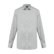 Emporio Armani Geometriskt Tryck Poplin Skjorta Gray, Herr