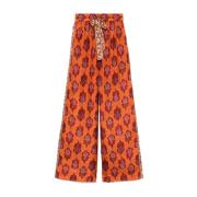 Zimmermann Ikat Print Wide Leg Byxor Orange, Dam