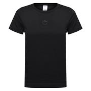 Pinko Svart Jersey T-shirt med Logo Patch Black, Dam