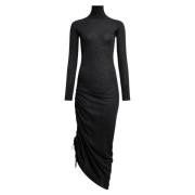 Alaïa Ullstickad Draperad Klänning Black, Dam