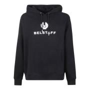 Belstaff Svart Bomullshoodie med Ikoniskt Logotyp Black, Herr