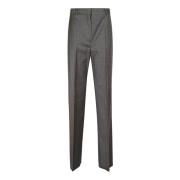 Max Mara Studio Grå Pinstripe Flanell Stretch Byxor Gray, Dam