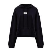 MM6 Maison Margiela Svart Bomull Jersey Hoodie Tröja Black, Dam