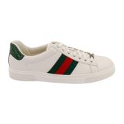 Gucci Lädersneakers med Web Band White, Herr