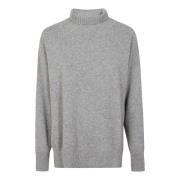 Roberto Collina Kashmir Turtlenecktröja med Sidslitsar Gray, Dam