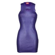 Diesel Kort Lila Ärmlös Metallic Klänning Purple, Dam