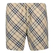 Burberry Rutiga badshorts Vår-Sommar 2025 Beige, Herr