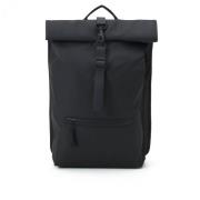 Rains Svart Rolltop Ryggsäck Vattentät Ryggsäck Black, Unisex