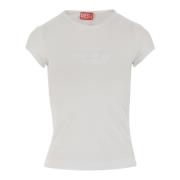 Diesel Stretch bomull T-shirt med logotyp White, Dam