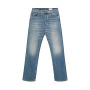 Alexander McQueen Puderblå Klassiska Jeans med Logopatch Blue, Herr