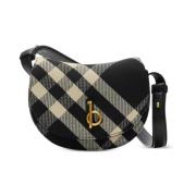 Burberry Svart Jacquard Axelväska med Klaff Black, Dam