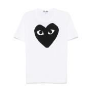 Comme des Garçons Play Logotyp Tryck T-shirt i Vit White, Herr