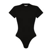 Alaïa Bodysuit med logotyp Black, Dam