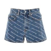 Alexander Wang Stiliga tryckta denim shorts Blue, Dam