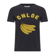 Chloé Banana Logo Print Blå T-shirt Blue, Dam