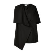 Dries Van Noten Asymmetrisk Draperad Lång Skjorta Black, Dam