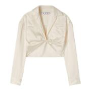 Off White Twist Crop Skjorta White, Dam