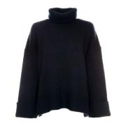 Samsøe Samsøe Turtleneck Oversized Tröja med Slitsar Blue, Dam