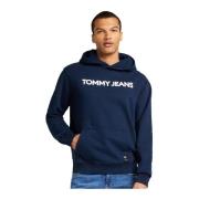 Tommy Jeans Blå Hoodie i Bomull Blue, Herr