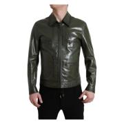 Dolce & Gabbana Leather Jackets Green, Herr