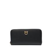 PINKO Ryder Zip Around Vitello Seta Nero Black, Dam