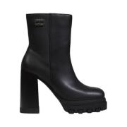 Tommy Hilfiger Svart Läder Ankelboot Damkollektion Black, Dam