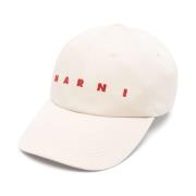 Marni Vit Keps med Broderad Logotyp Beige, Herr