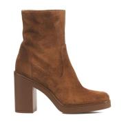 Stuart Weitzman Brun Mocka Dragkedja Ankelboots Brown, Dam