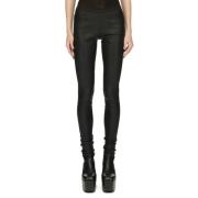 Rick Owens Svarta läderstretch leggings Black, Dam