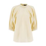 Fabiana Filippi Elegant Jersey med Darts och Veck Beige, Dam