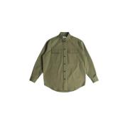 Off White Militärgrön Overshirt med Fickor Green, Herr