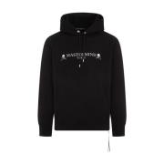 Mastermind World Svart Bomullshoodie med Vita Logotyper Black, Herr