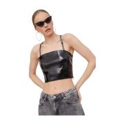 Karl Lagerfeld Top Cropped Black, Dam