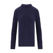 Barbour Burne Roll Jumper Blue, Dam