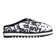 Dolce & Gabbana Quiltad Logo Slide Sandaler Svart Vit Black, Herr