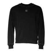 Dolce & Gabbana Svart Logo Studded Pullover Sweatshirt Black, Herr