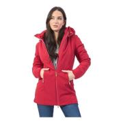 YES ZEE Röd quiltad huva med fullzip Red, Dam