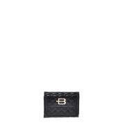 Baldinini Wallet in black quilted leather leather Black, Dam