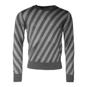 Dolce & Gabbana Randig Sidensweater Grå Gray, Herr