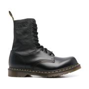 Dr. Martens Svarta läder Anfibio stövlar med gula sömmar Black, Herr