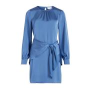 Vila Kort Polyester Klänning Vår/Sommar Kollektion Blue, Dam