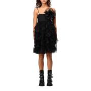 Twinset Kort Tulle och Organza Klänning Black, Dam