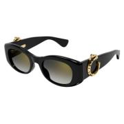 Cartier Stiliga Cat-Eye Solglasögon i Svart Black, Dam