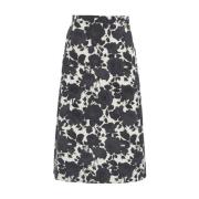 Blugirl Svart Jacquard Midi Kjol Blommönster Black, Dam