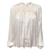 Ulla Johnson Rynkad V-ringad Blus Freja Stil White, Dam