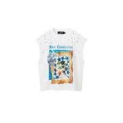 Desigual Bomull Dam T-shirt Vår/Sommar Kollektion White, Dam