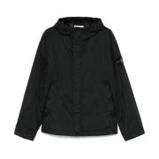 Stone Island Svart Vindjacka med Logobadge Black, Herr